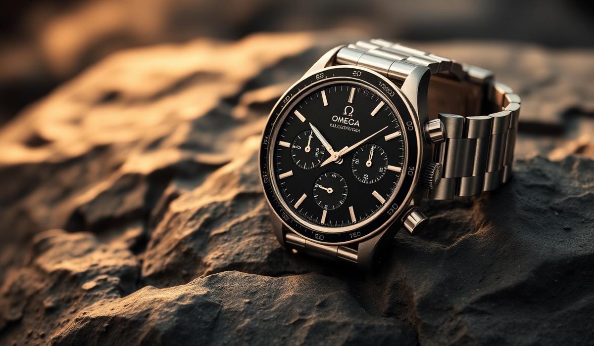 Black-dial chronograph representing Omega collecting